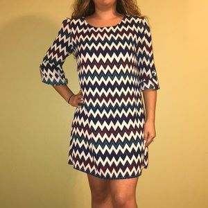 Speechless Chevron Zigzag Print Shift Dress Small Retro Mod